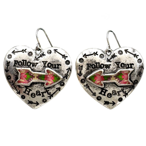 Follow Your Heart Arrow Metal Earrings