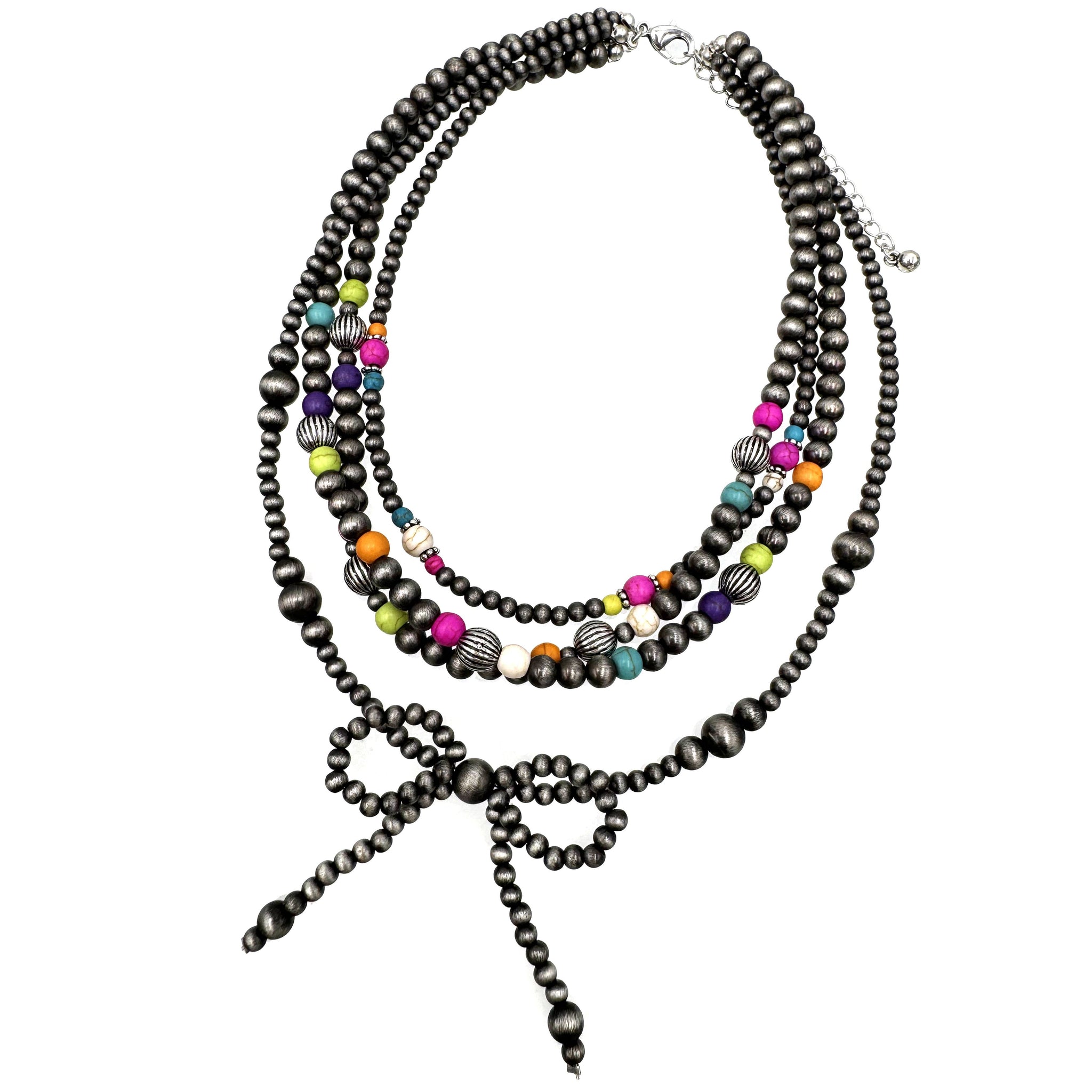 Ribbon Style Multicolor Navajo Beads Multi Necklace