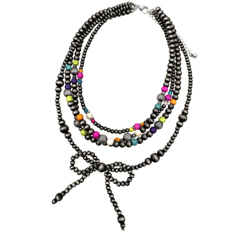 Ribbon Style Multicolor Navajo Beads Multi Necklace