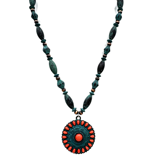 Cabochon Stone Circle Pendant Necklace