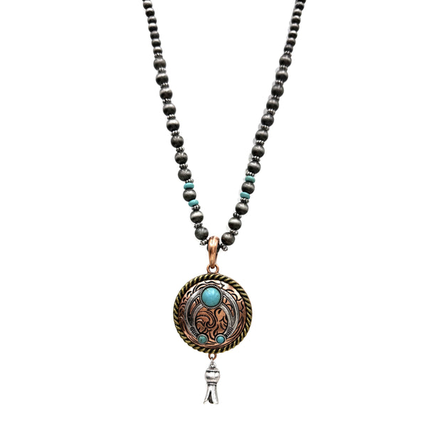 Western Squash Blossom Pendant Navajo Necklace