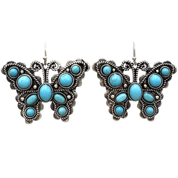 Large Stone Butterfly Earrings