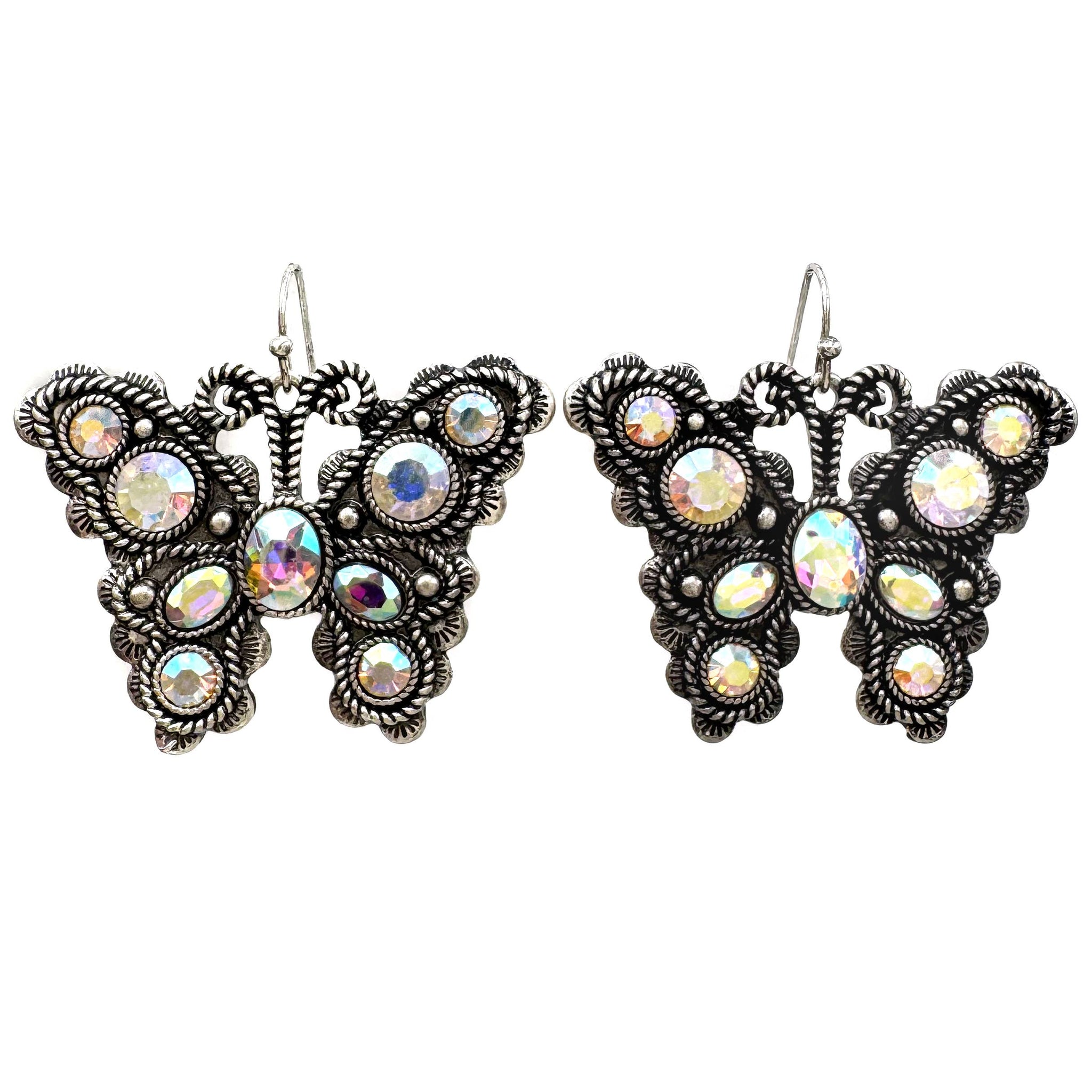 Large Stone Butterfly Earrings
