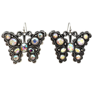 Large Stone Butterfly Earrings