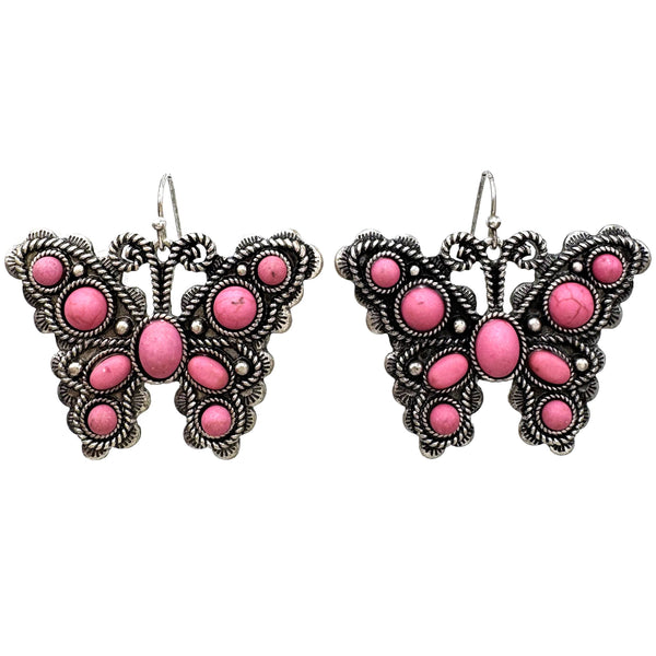 Large Stone Butterfly Earrings