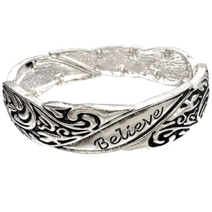 Believe Western Silver Stretch Bracelet