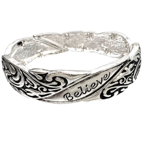 Believe Western Silver Stretch Bracelet