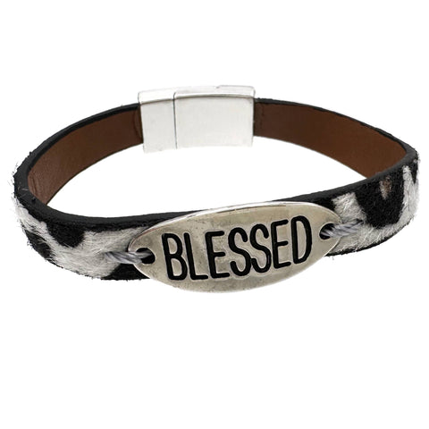 Blessed Faux Animal Print Clasp Bracelet