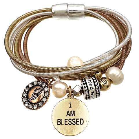 I Am Blessed Wired Guitar String Stretch Bracelet