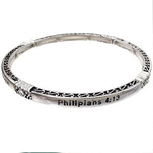 Philippians 4:13 Metal Stretch Bracelet