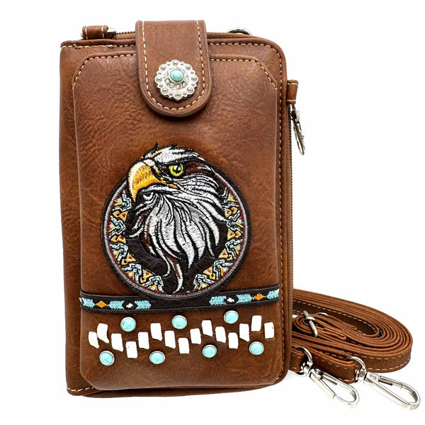 Bald Eagle Embroidered Native Tribal Southwestern Phone Wallet