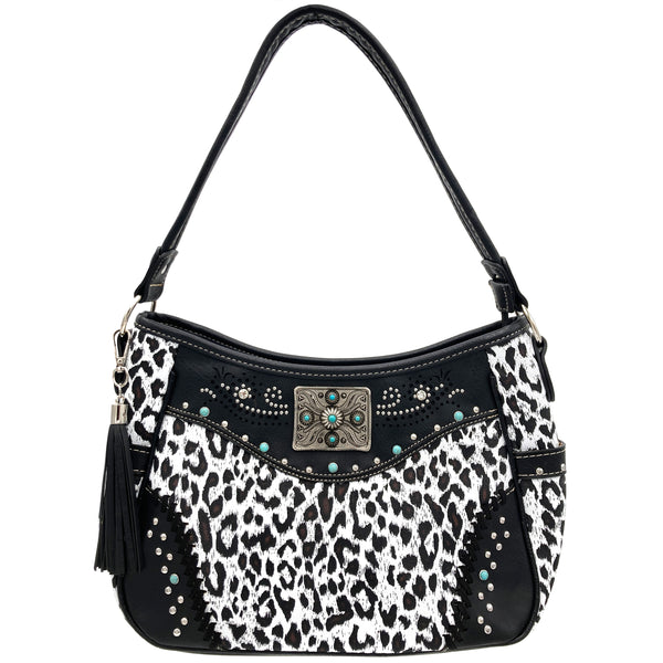 Leopard Spots Western Leather Handbag Hobo Bag