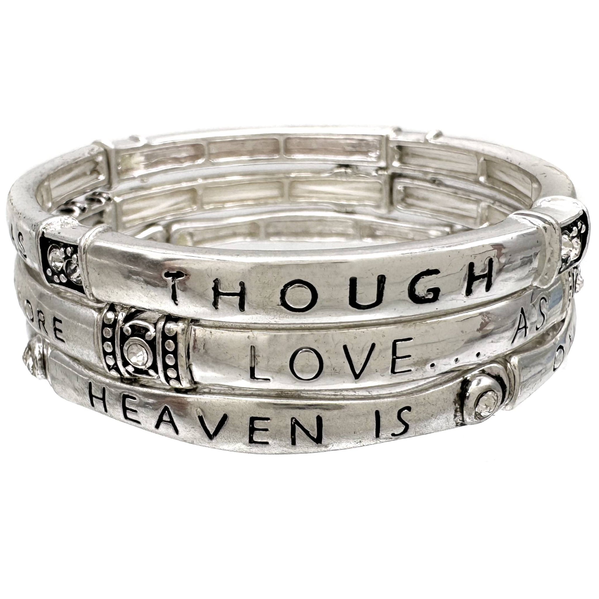 Live as though heaven is on earth Inscription Three Piece Stretch Bracelet