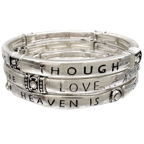 Live as though heaven is on earth Inscription Three Piece Stretch Bracelet