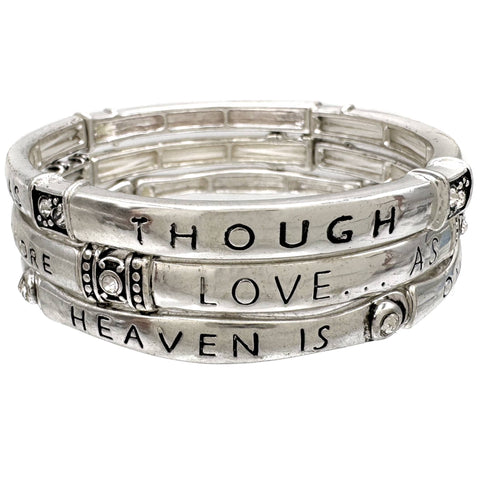 Live as though heaven is on earth Inscription Three Piece Stretch Bracelet