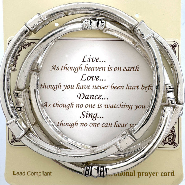 Live as though heaven is on earth Inscription Three Piece Stretch Bracelet
