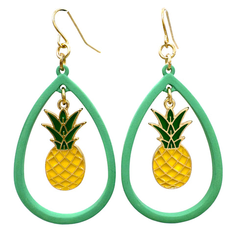 Fruity Pineapple Teardrop Earrings
