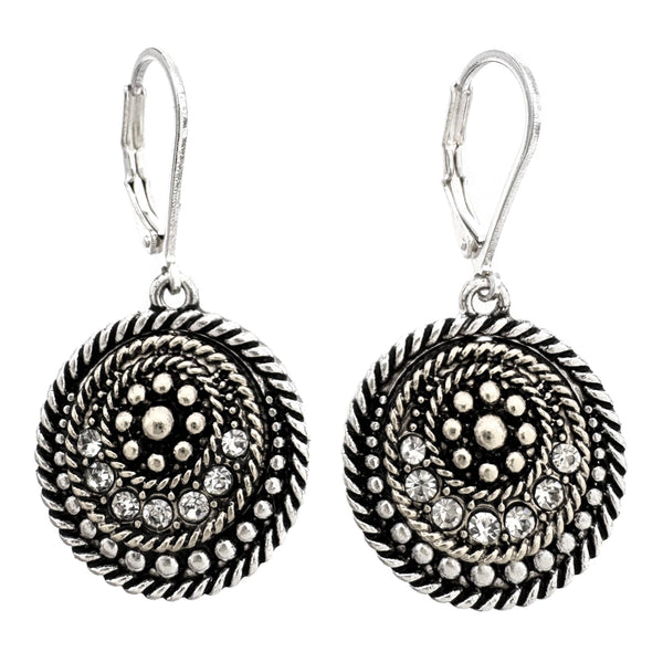 Silver Gold Circle Lever Back Earrings