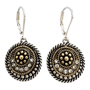 Silver Gold Circle Lever Back Earrings