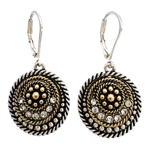 Silver Gold Circle Lever Back Earrings