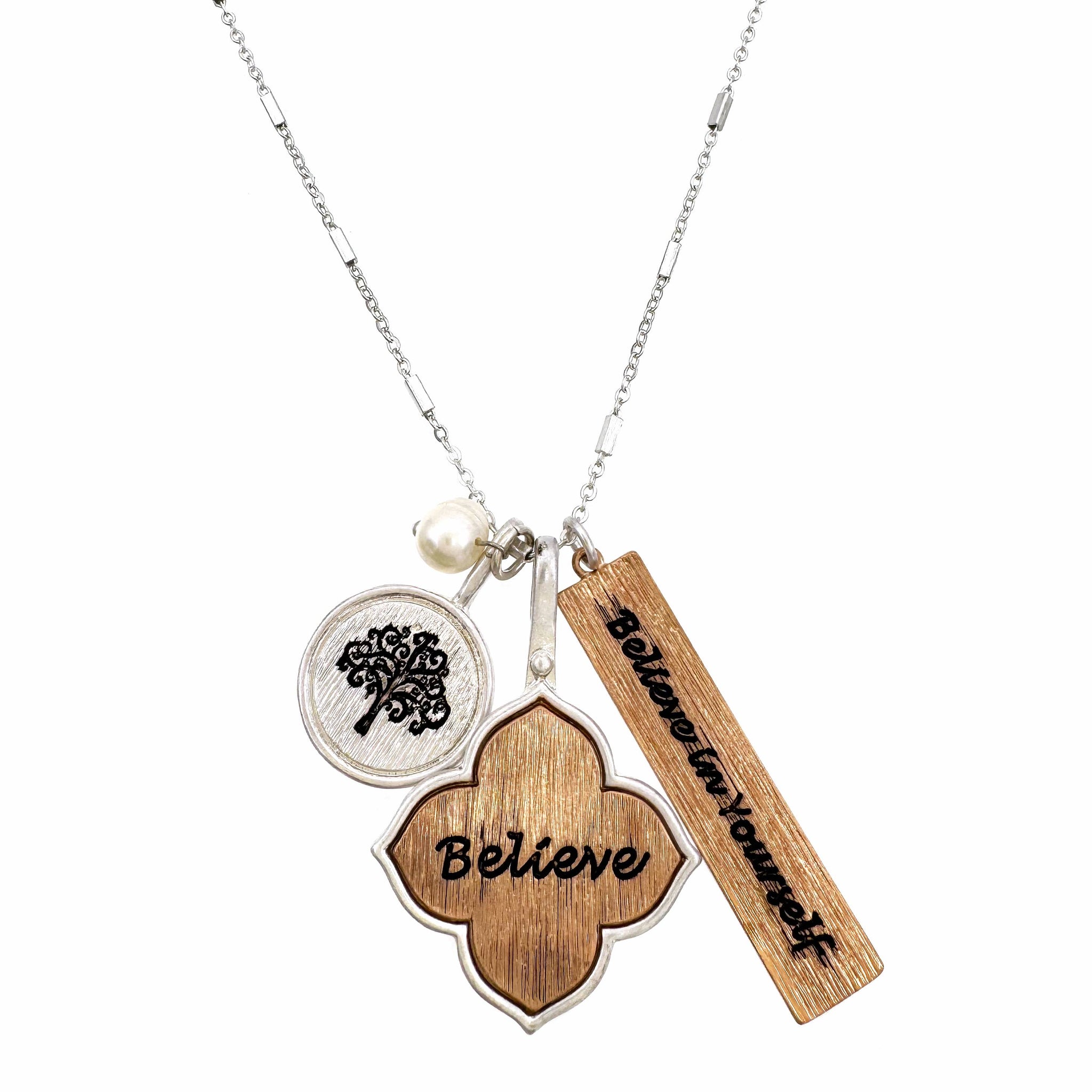 Believe in Yourself Tree of Life Pearl Charms Necklace