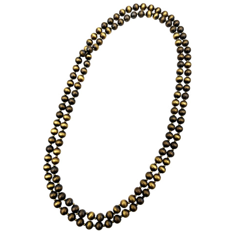 Gold Navajo Beads Long Necklace