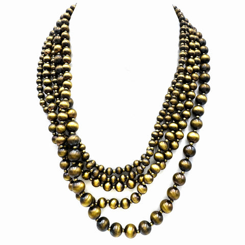 Gold Navajo Beads Chunky Necklace