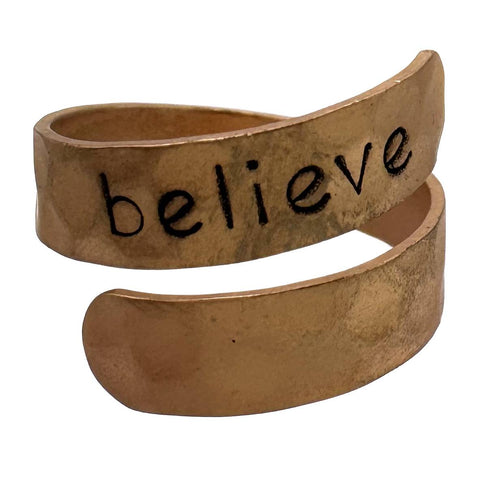 Believe Engraved Metal Ring