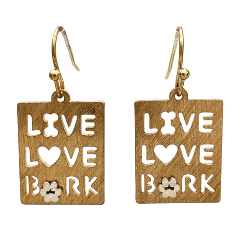 Live Love Bark Brass Gold Earrings