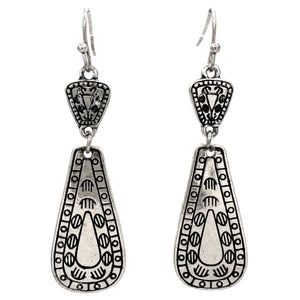 Western Stamped Metal Print Dangle Earrings