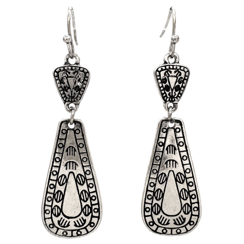 Western Stamped Metal Print Dangle Earrings