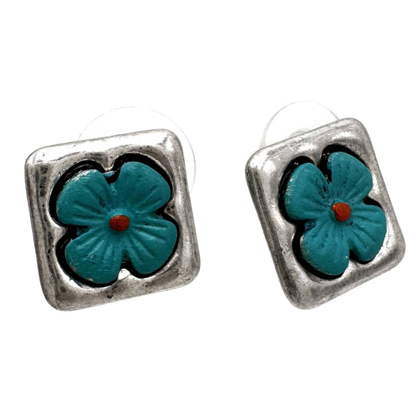 Flower Square Stud Earrings
