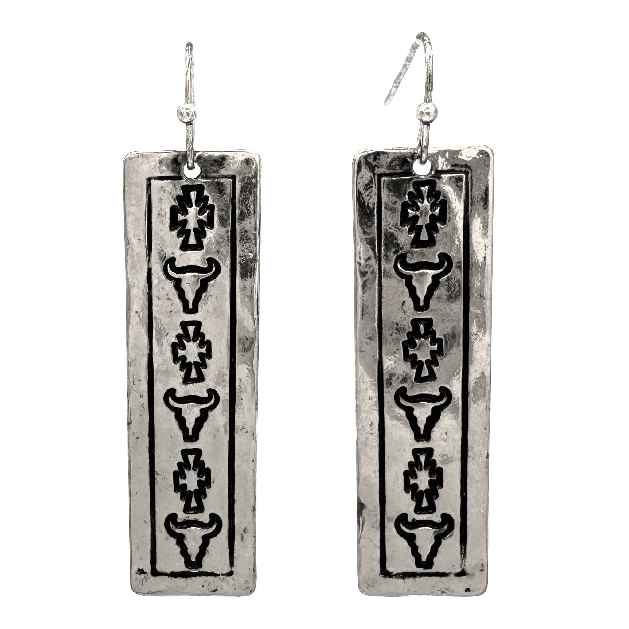 Longhorn Native Metal Bar Earrings