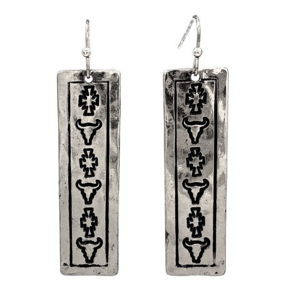 Longhorn Native Metal Bar Earrings