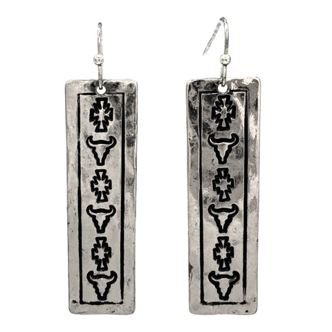 Longhorn Native Metal Bar Earrings