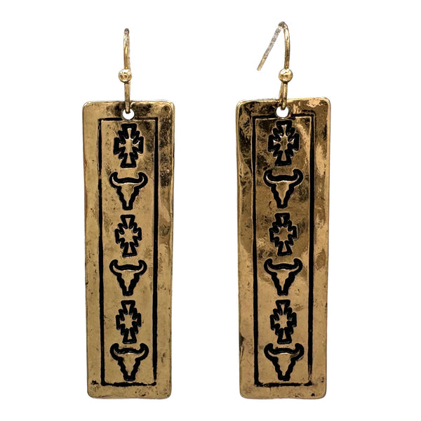 Longhorn Native Metal Bar Earrings
