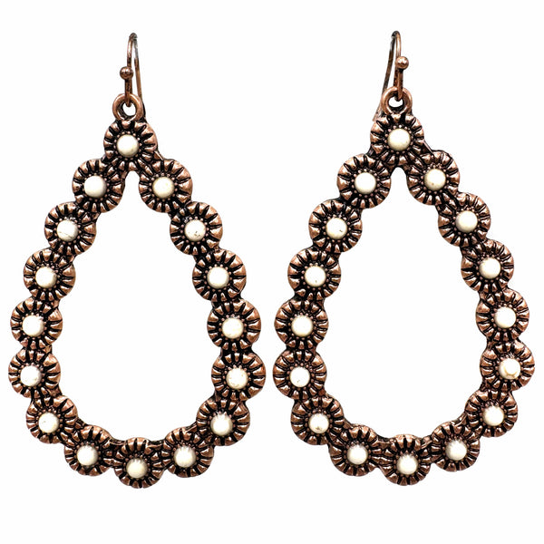 Large Teardrop Shaped Bohemian Flower Earrings