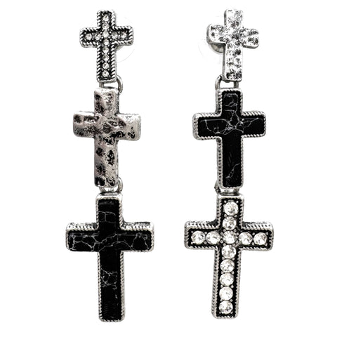 Three Cross Dangle Earrings