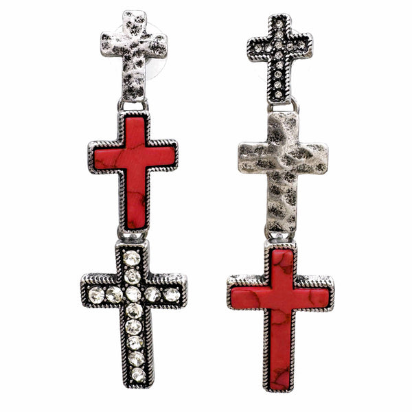 Three Cross Dangle Earrings