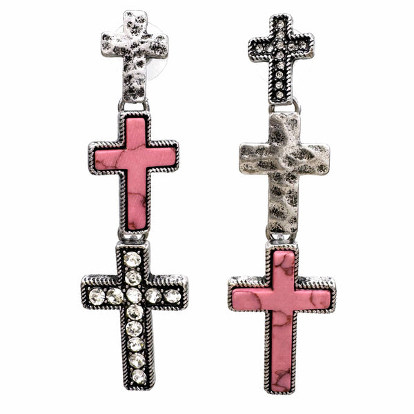 Three Cross Dangle Earrings