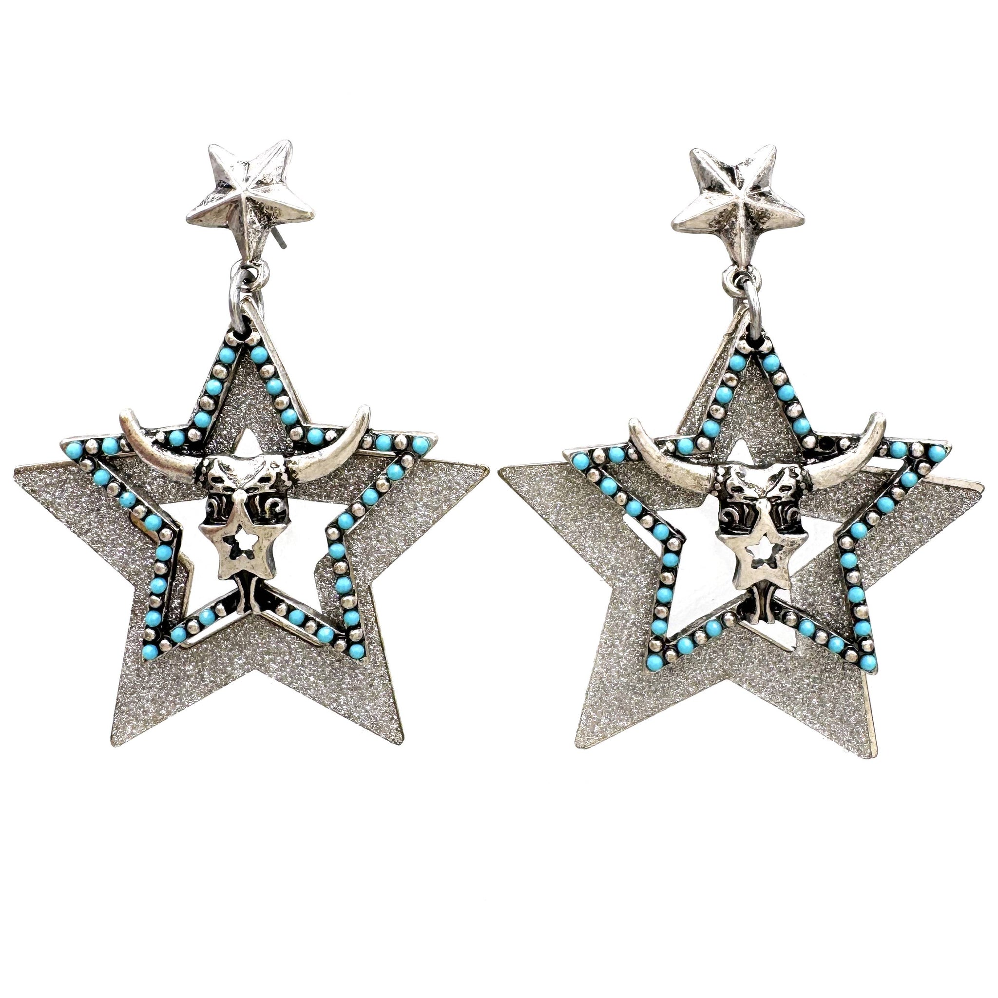 Longhorn Star Shape Metal Earrings