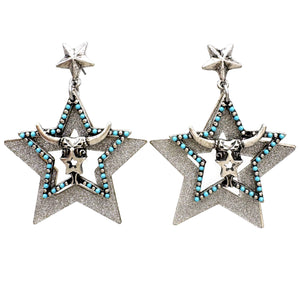 Longhorn Star Shape Metal Earrings
