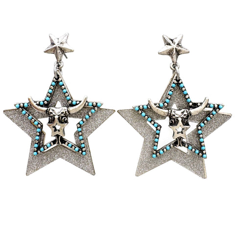 Longhorn Star Shape Metal Earrings