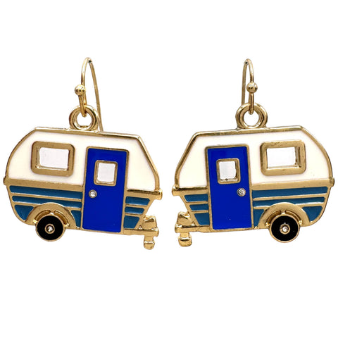 Blue RV Camper Earrings