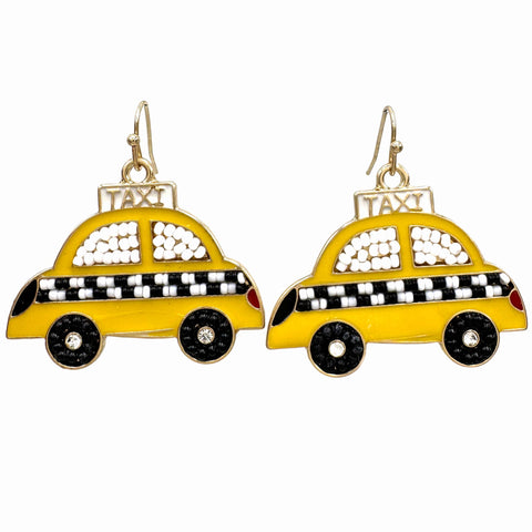 Yellow Taxi Cab Seed Bead Earrings