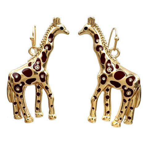Gold Giraffe Metal Earrings