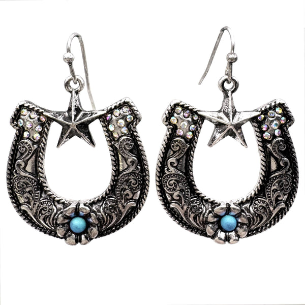 Horseshoe Star Western Earrings
