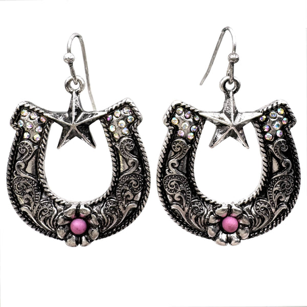 Horseshoe Star Western Earrings