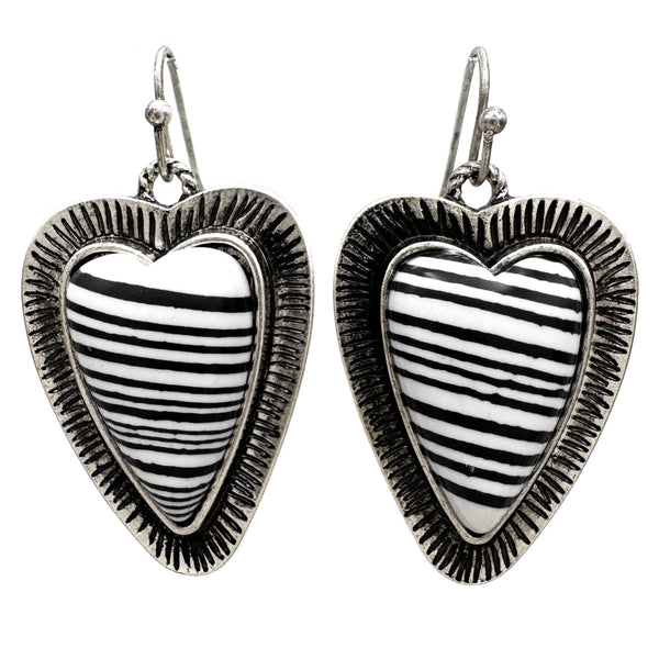 Heart Turquoise Striped Stone Earrings