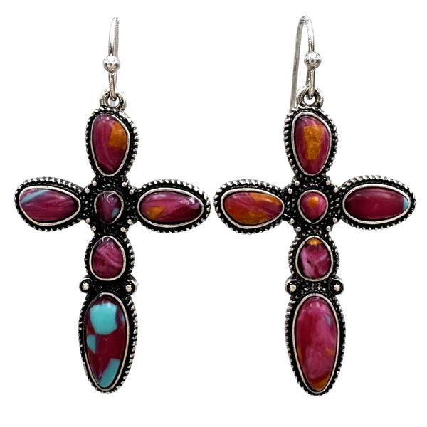 Cross Shaped Turquoise Stone Earrings